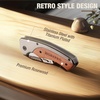 image:imageWORKPRO Folding Utility Knife Razor Blade Knife with Axis Lock Quick Change Box Cutter EDC Wood Handle Foldable Pocket Cutter Extra 10PC SK5 Blades IncludedUtility Knife  Pocket Knife