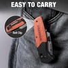 image:imageWORKPRO Folding Utility Knife Razor Blade Knife with Axis Lock Quick Change Box Cutter EDC Wood Handle Foldable Pocket Cutter Extra 10PC SK5 Blades IncludedAxis Lock Utility Knife