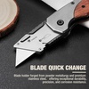 image:imageWORKPRO Folding Utility Knife Razor Blade Knife with Axis Lock Quick Change Box Cutter EDC Wood Handle Foldable Pocket Cutter Extra 10PC SK5 Blades IncludedUtility Knife  Pocket Knife