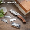 image:imageWORKPRO Folding Utility Knife Razor Blade Knife with Axis Lock Quick Change Box Cutter EDC Wood Handle Foldable Pocket Cutter Extra 10PC SK5 Blades IncludedUtility Knife