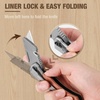 image:imageWORKPRO Folding Utility Knife Razor Blade Knife with Axis Lock Quick Change Box Cutter EDC Wood Handle Foldable Pocket Cutter Extra 10PC SK5 Blades IncludedUtility Knife  Pocket Knife