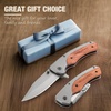 image:imageWORKPRO Folding Utility Knife Razor Blade Knife with Axis Lock Quick Change Box Cutter EDC Wood Handle Foldable Pocket Cutter Extra 10PC SK5 Blades IncludedUtility Knife  Pocket Knife
