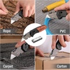 image:imageWORKPRO Folding Utility Knife Razor Blade Knife with Axis Lock Quick Change Box Cutter EDC Wood Handle Foldable Pocket Cutter Extra 10PC SK5 Blades IncludedAxis Lock Utility Knife