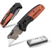 image:imageWORKPRO Folding Utility Knife Razor Blade Knife with Axis Lock Quick Change Box Cutter EDC Wood Handle Foldable Pocket Cutter Extra 10PC SK5 Blades IncludedAxis Lock Utility Knife