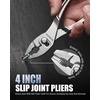 image:imageWORKPRO 4Piece Mini Pliers Set with Pouch Includes 4Inch Plier Wrench amp Slip Joint amp Water Pump Pliers amp 45Inch Long Nose Slip Joint Plier Adjustable PliersPocket PlierEDC Tool Gift for ManSilver