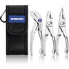 image:imageWORKPRO 4Piece Mini Pliers Set with Pouch Includes 4Inch Plier Wrench amp Slip Joint amp Water Pump Pliers amp 45Inch Long Nose Slip Joint Plier Adjustable PliersPocket PlierEDC Tool Gift for ManSilver