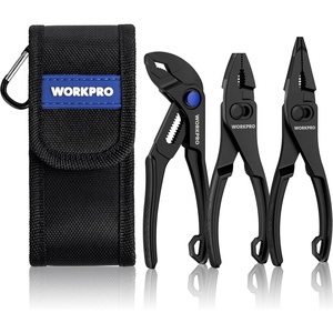 image:imageWORKPRO 4Piece Mini Pliers Set with Pouch Includes 4Inch Plier Wrench amp Slip Joint amp Water Pump Pliers amp 45Inch Long Nose Slip Joint Plier Adjustable PliersPocket PlierEDC Tool Gift for ManBlack