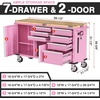 image:imageWORKPRO 62 x 20 7Drawer amp 2Door Rolling Tool Chest Mobile Tool Storage Cabinet with Power Strip Locking System Heavy Duty Rolling Cabinet for Garage amp Home 1000 lbs Capacity Blue amp BlackPink