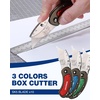 image:imageWORKPRO Folding Utility Knife Set Quick Change Blade Backlock Mechanism 3piece with 10piece Extra BladesGreen  Red and Blue