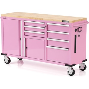 image:imageWORKPRO 62 x 20 7Drawer amp 2Door Rolling Tool Chest Mobile Tool Storage Cabinet with Power Strip Locking System Heavy Duty Rolling Cabinet for Garage amp Home 1000 lbs Capacity Blue amp BlackPink
