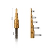 image:imageWORKPRO 3Piece Step Drill Bit Set 14 Hex Shank Quick Change High Speed Steel Titanium Coated Drill Bits for Plastic Sheet Metal Aluminum Hole Drilling WellOrganized Bag IncludedMetricMetric