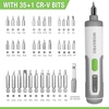 image:imageWORKPRO 4V Electric Screwdriver Rechargeable Cordless Screwdriver Set with 35 Bits Extension Rod USB Charging Cable in Carrying Case LED Light White Gray