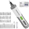 image:imageWORKPRO 4V Electric Screwdriver Rechargeable Cordless Screwdriver Set with 35 Bits Extension Rod USB Charging Cable in Carrying Case LED Light White Gray