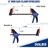 image:imageWORKPRO Mini Bar Clamps for Woodworking 6PC OneHanded SpreaderBar Clamp 6Inch 4 LightDuty QuickChange Wood Clamps Set and 6Inch 2 Mini F Clamp 150 lbsamp50 lbsBlue