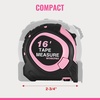 image:imageWORKPRO 16FT Tape Measure with Fractions 3 Brakes Retractable Measuring Tape Compact Measurement Tape with Magnetic Hook Nylon Coating Blade Accuracy 132 Pink16FT