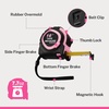 image:imageWORKPRO 16FT Tape Measure with Fractions 3 Brakes Retractable Measuring Tape Compact Measurement Tape with Magnetic Hook Nylon Coating Blade Accuracy 132 Pink16FT