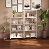 image:imageWORKPRO 4Tier Folding Shelf NoAssembly Metal Storage Rack with Wheels 600 lbs Capacity with Leveling Feet Collapsible Shelving Unit for Kitchen Pantry Closet amp Craft Shows  PinkWhite