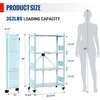 image:imageWORKPRO 4Tier Folding Shelf NoAssembly Metal Storage Rack with Wheels 600 lbs Capacity with Leveling Feet Collapsible Shelving Unit for Kitchen Pantry Closet amp Craft Shows  PinkMacaron Blue