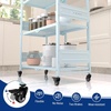 image:imageWORKPRO 4Tier Folding Shelf NoAssembly Metal Storage Rack with Wheels 600 lbs Capacity with Leveling Feet Collapsible Shelving Unit for Kitchen Pantry Closet amp Craft Shows  PinkMacaron Blue