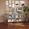image:imageWORKPRO 4Tier Folding Shelf NoAssembly Metal Storage Rack with Wheels 600 lbs Capacity with Leveling Feet Collapsible Shelving Unit for Kitchen Pantry Closet amp Craft Shows  PinkMacaron Blue