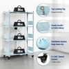image:imageWORKPRO 4Tier Folding Shelf NoAssembly Metal Storage Rack with Wheels 600 lbs Capacity with Leveling Feet Collapsible Shelving Unit for Kitchen Pantry Closet amp Craft Shows  PinkMacaron Blue