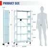 image:imageWORKPRO 4Tier Folding Shelf NoAssembly Metal Storage Rack with Wheels 600 lbs Capacity with Leveling Feet Collapsible Shelving Unit for Kitchen Pantry Closet amp Craft Shows  PinkMacaron Blue