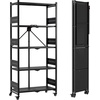 image:imageWORKPRO 4Tier Folding Shelf NoAssembly Metal Storage Rack with Wheels 600 lbs Capacity with Leveling Feet Collapsible Shelving Unit for Kitchen Pantry Closet amp Craft Shows  PinkBlack