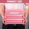 image:imageWORKPRO Metal Mini Tool Box with 2 Drawers and Top StoragePink