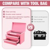 image:imageWORKPRO Metal Mini Tool Box with 2 Drawers and Top StoragePink
