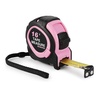 image:imageWORKPRO 16FT Tape Measure with Fractions 3 Brakes Retractable Measuring Tape Compact Measurement Tape with Magnetic Hook Nylon Coating Blade Accuracy 132 Pink16FT