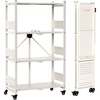 image:imageWORKPRO 4Tier Folding Shelf NoAssembly Metal Storage Rack with Wheels 600 lbs Capacity with Leveling Feet Collapsible Shelving Unit for Kitchen Pantry Closet amp Craft Shows  PinkWhite