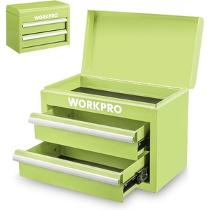 image:imageWORKPRO Metal Mini Tool Box with 2 Drawers and Top StorageMacaron Green