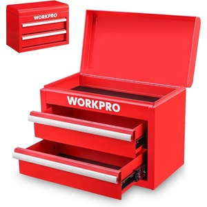 image:imageWORKPRO Metal Mini Tool Box with 2 Drawers and Top StorageRed