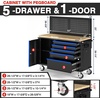 image:imageWORKPRO 52 x 20 Rolling Tool Chest with Pegboard 5Drawer amp 1DoorBlue  Black