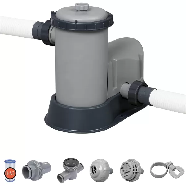 Bestway 58390E Flowclear 1500 GPH Filter Pump for 300 to 8,400 Gallon Above Ground Swimming Pool with Adaptors and Energy Saving Plug