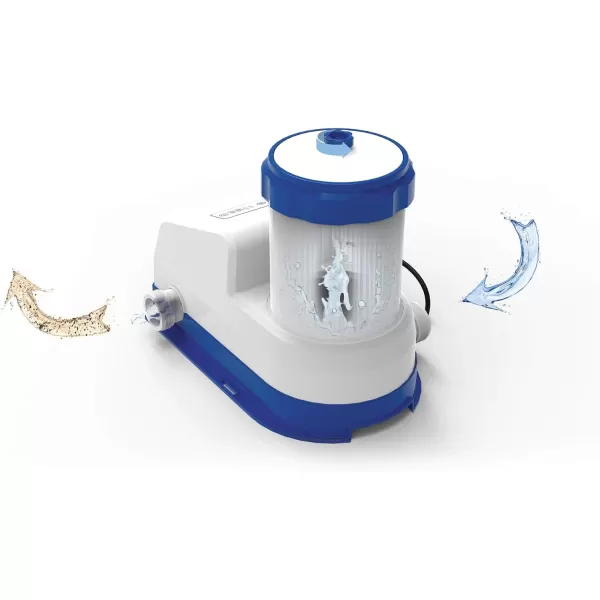 Bestway 58390E Flowclear 1500 GPH Filter Pump for 300 to 8,400 Gallon Above Ground Swimming Pool with Adaptors and Energy Saving Plug