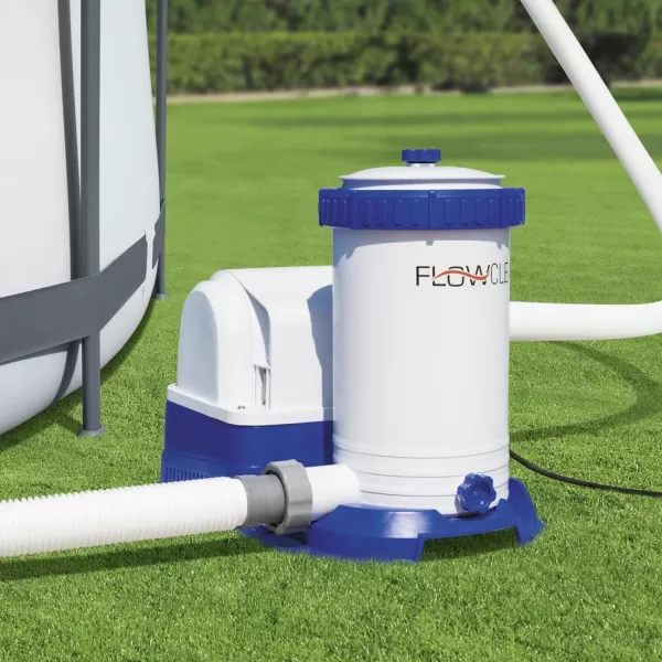 Bestway 58390E Flowclear 1500 GPH Filter Pump for 300 to 8,400 Gallon Above Ground Swimming Pool with Adaptors and Energy Saving Plug