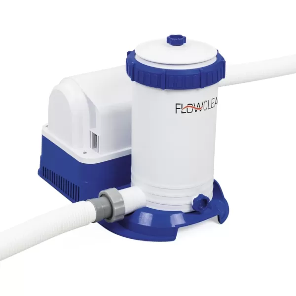 Bestway 58390E Flowclear 1500 GPH Filter Pump for 300 to 8,400 Gallon Above Ground Swimming Pool with Adaptors and Energy Saving Plug