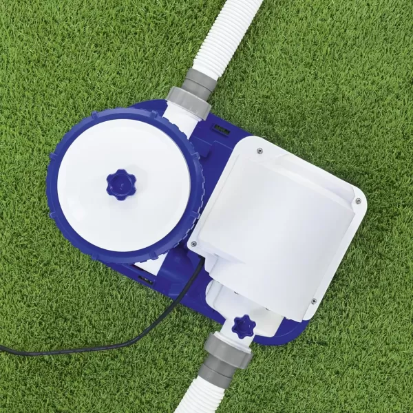Bestway 58390E Flowclear 1500 GPH Filter Pump for 300 to 8,400 Gallon Above Ground Swimming Pool with Adaptors and Energy Saving Plug