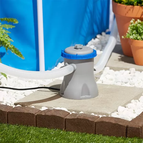 Bestway 58390E Flowclear 1500 GPH Filter Pump for 300 to 8,400 Gallon Above Ground Swimming Pool with Adaptors and Energy Saving Plug