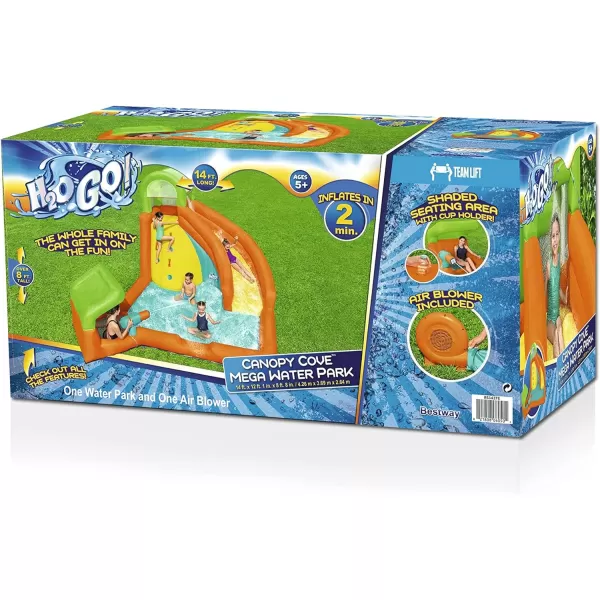 Bestway H2OGO! Canopy Cove Mega Outdoor Water Park | Features Water Slide, Shaded Canopy, Water Cannons, Climbing Wall | Great for Kids Ages +5