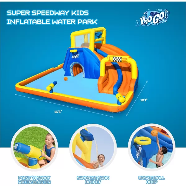 Bestway H2OGO! Canopy Cove Mega Outdoor Water Park | Features Water Slide, Shaded Canopy, Water Cannons, Climbing Wall | Great for Kids Ages +5