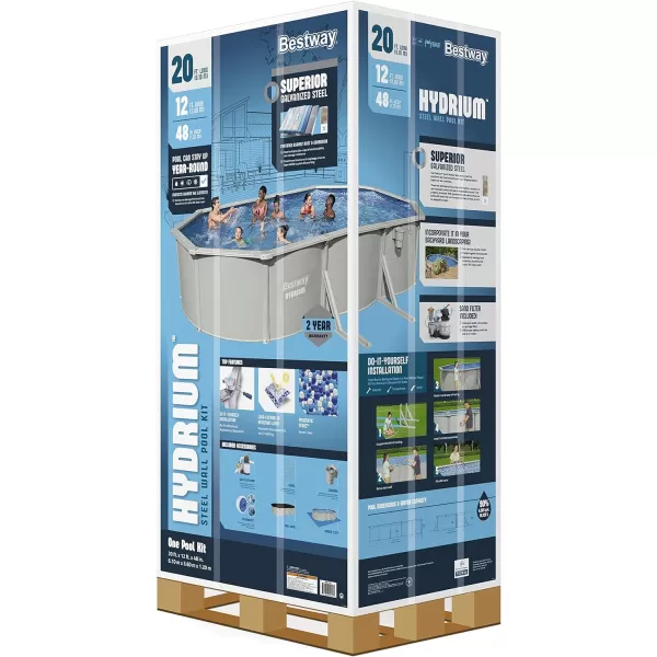 Bestway Hydrium Galvanized Steel Wall Above Ground Pool Set 16' x 52" | Semi-Permanent, Year-Round Swimming Pool | Includes Sand Filter, Skimmer, Ladder, Ground Cloth, Cover