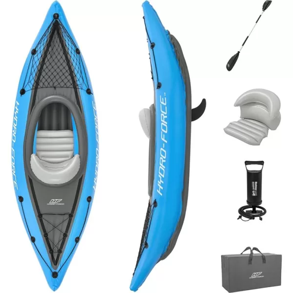 Bestway Hydro Force: Rapid Elite X2 Kayak Set - Seats 2 Adults, 397 lb Weight Capacity, Includes 2 Paddles, Hand Pump, 2 Fins, Storage Carry Bag
