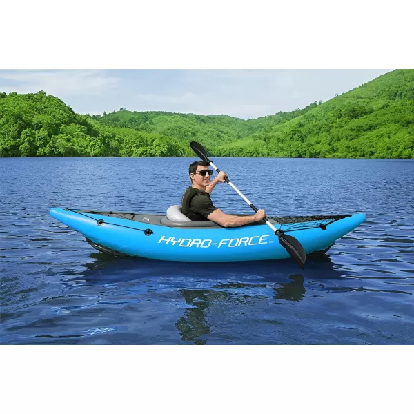 Bestway Hydro Force: Rapid Elite X2 Kayak Set - Seats 2 Adults, 397 lb Weight Capacity, Includes 2 Paddles, Hand Pump, 2 Fins, Storage Carry Bag