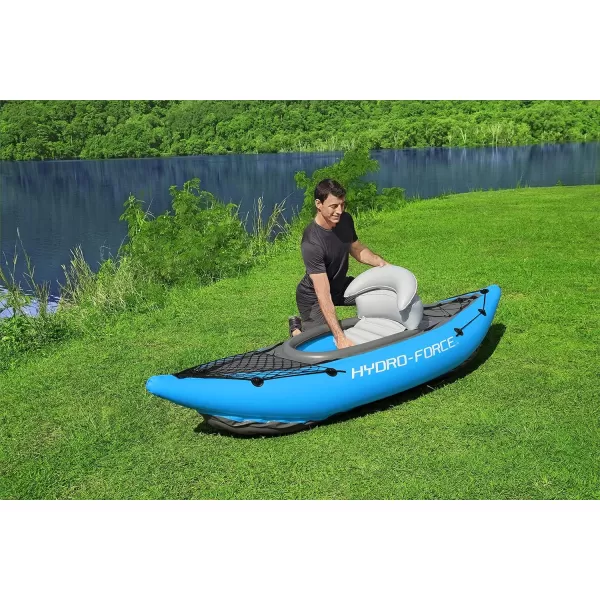 Bestway Hydro Force: Rapid Elite X2 Kayak Set - Seats 2 Adults, 397 lb Weight Capacity, Includes 2 Paddles, Hand Pump, 2 Fins, Storage Carry Bag