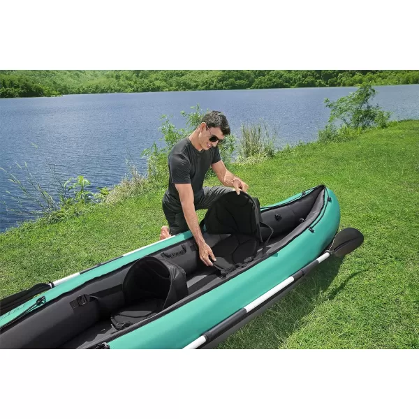 Bestway Hydro Force: Rapid Elite X2 Kayak Set - Seats 2 Adults, 397 lb Weight Capacity, Includes 2 Paddles, Hand Pump, 2 Fins, Storage Carry Bag