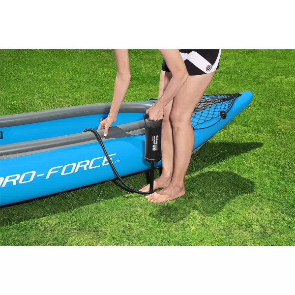 Bestway Hydro Force: Rapid Elite X2 Kayak Set - Seats 2 Adults, 397 lb Weight Capacity, Includes 2 Paddles, Hand Pump, 2 Fins, Storage Carry Bag