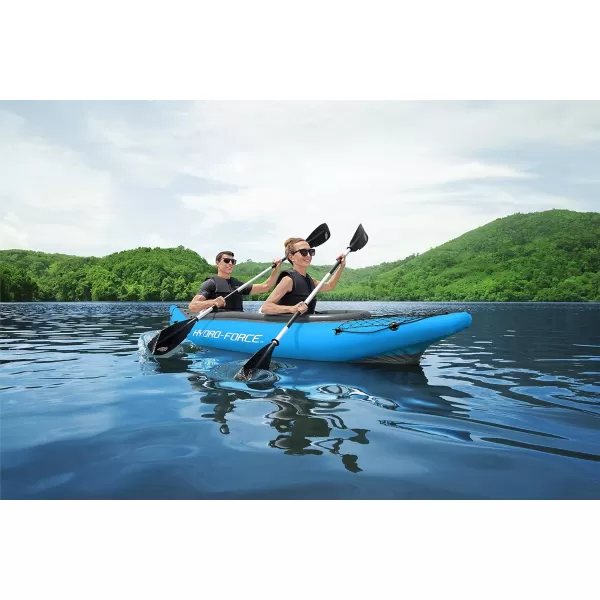 Bestway Hydro Force: Rapid Elite X2 Kayak Set - Seats 2 Adults, 397 lb Weight Capacity, Includes 2 Paddles, Hand Pump, 2 Fins, Storage Carry Bag