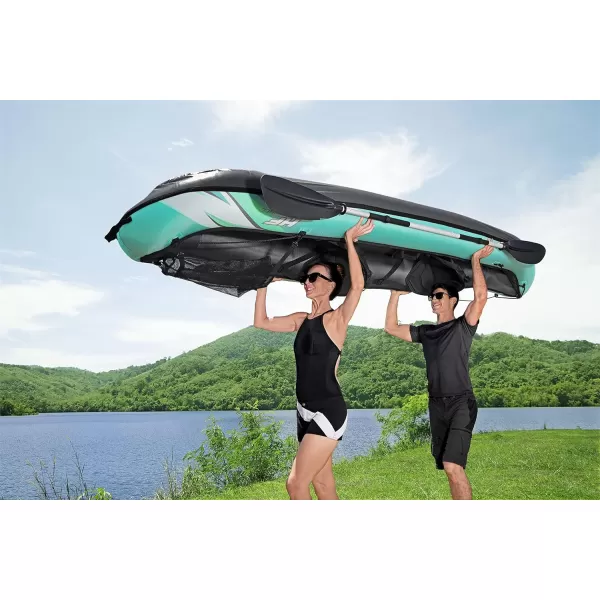 Bestway Hydro Force: Rapid Elite X2 Kayak Set - Seats 2 Adults, 397 lb Weight Capacity, Includes 2 Paddles, Hand Pump, 2 Fins, Storage Carry Bag